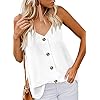 BLENCOT-Womens-Button-Down-V-Neck-Strappy-Tank-Tops-Loose-Casual-Sleeveless-Shirts-Blouses BLENCOT Tank Tops for Women Button-up V Neck Summer Casual Sleeveless Shirts Spaghetti Strap Dressy Tops White S