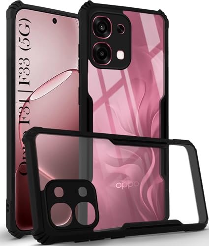 Image of Jkobi Hybrid Back Cover Case for Oppo F31 5G | Oppo F33 5G (Shockproof with Polycarbonate Clear Panel | Professional Black)