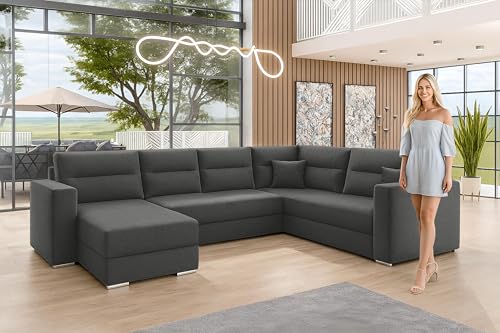 AXLIVING Ecksofas groß Lovere 314 Sofa dunkelgrau mit Schlaffunktion