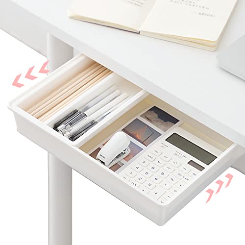 CHRI Förvaringslåda under skrivbord, underbyggd låda dold låda dold låda självhäftande organisatör för hem och kontor (34 x 25 x 7 cm, L, W, H)