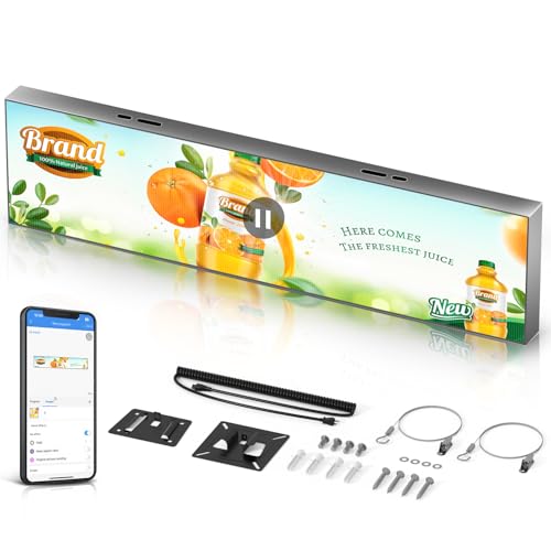 Image of P1.86 Ultra-Thin Programmable LED Sign, 37.8 inch x 6.3 inch Full Color Digital Display with APP & PC Control, DIY Text Image Video Editing High-Resolution GOB LED Advertising Screen for Business