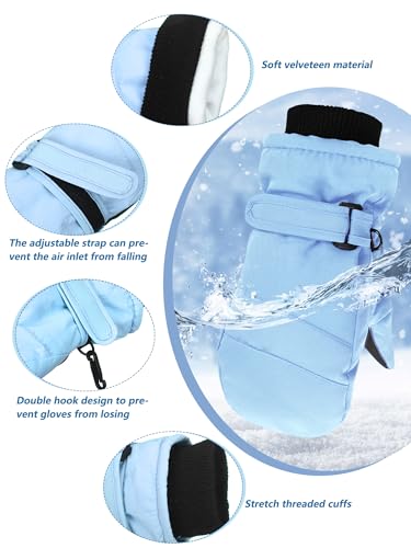 Image of SATINIOR Kids Snow Mittens Waterproof Winter Ski Gloves Warm Thicken Snow Gloves for Girls Boys