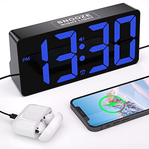 Loud Alarm Clock For Bedrooms - Small Digital Desk Clock With Large Display, Typec&Usb Charger, Dual Alarms, Dimmers, Snooze, Battery Backup, Night Light Compact Clock For Heavy Sleeper, Adults, Kids #TOP12