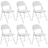 6 Pack Folding Chairs with Padded Seat & Back, Metal Frame Foldable Chairs, Portable & Stackable for Indoor Outdoor, Office, Party, Wedding, Conference, White