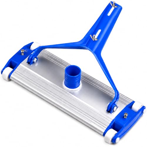 Limpiafondos de aluminio para piscinas   Fijación palomilla   Cepillos de nylon   4 ruedas   33 cm Dpool