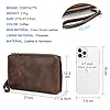 Contacts Mens Genuine Leather Travel Clutch with Wrist Strap,Zipper Passport Wallet with Zip Pocket, Large Capacity Phone Clutch Hand Bag for Men Vintage Oibrown #1