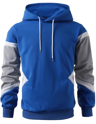 Mens Hoodie Multicolor Panel Sweatshirt Fleece Long Sleeve Sports Tops