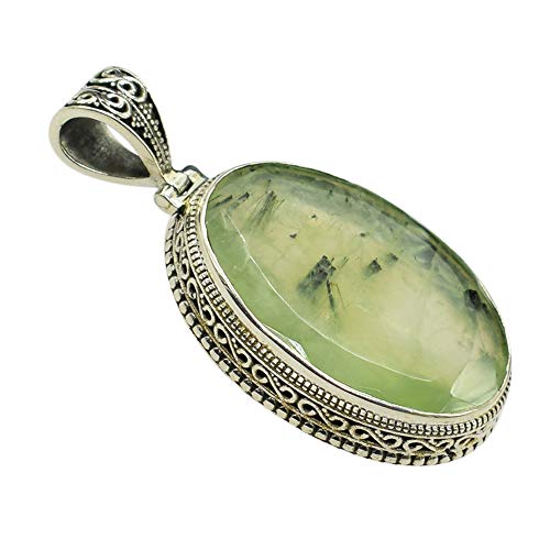 Pendentif en argent 925 avec pierre verte naturelle, le cadeau vintage parfait pour elle