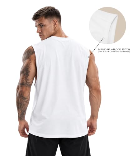 Image of SHODOX Men's 100% Cotton Tank Top | Round Neck Sleeveless Gym Vest | Loose Fit Casual Sportswear T-Shirt | Breathable & Lightweight Fitness Wear for Workout & Active Wear