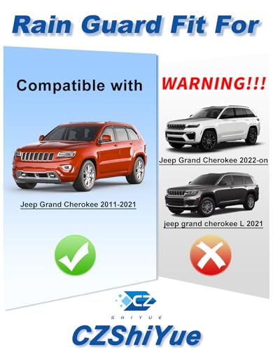 Image of 6-PCS Extra-Thick Rain Guards Fit for 2011-2021 Jeep Grand Cherokee Extra Durable Tape-on Window Rain Guard Window Deflectors Vent Shades Window Visor Vent Visors Exterior