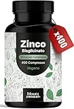 Zinco Integratore Bisglicinato - 400 Compresse - Alta Biodisponibilità, 25 mg per Compressa - Vegano & Prodotto in Germania - Integratore Zinco Bisglicinato Puro - Zinc - Testato in Laboratorio