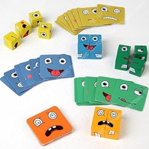Image of TOYTONIC Emoji Face Cube Puzzle Game for Kids - Creative Learning Game for All Ages - Fun Expression Matching Challenge - Brain Teaser Gift Toy for Boys 7-14 Years