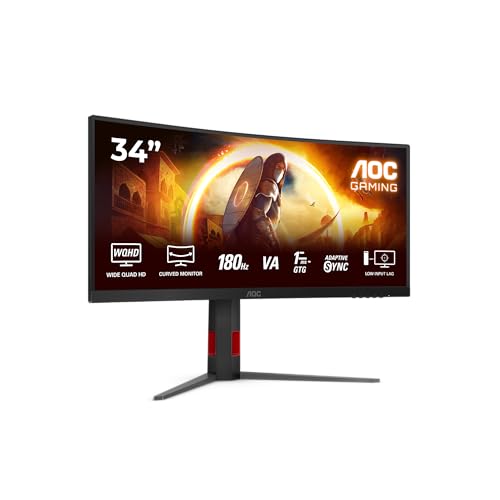 AOC Gaming CU34G4-34 Zoll Quad HD Monitor, 180 Hz, 1 ms, FreeSync Prem., HDR10 (2560x1440, 1x HDMI 2.0, 1x DisplayPort 1.4) schwarz-rot