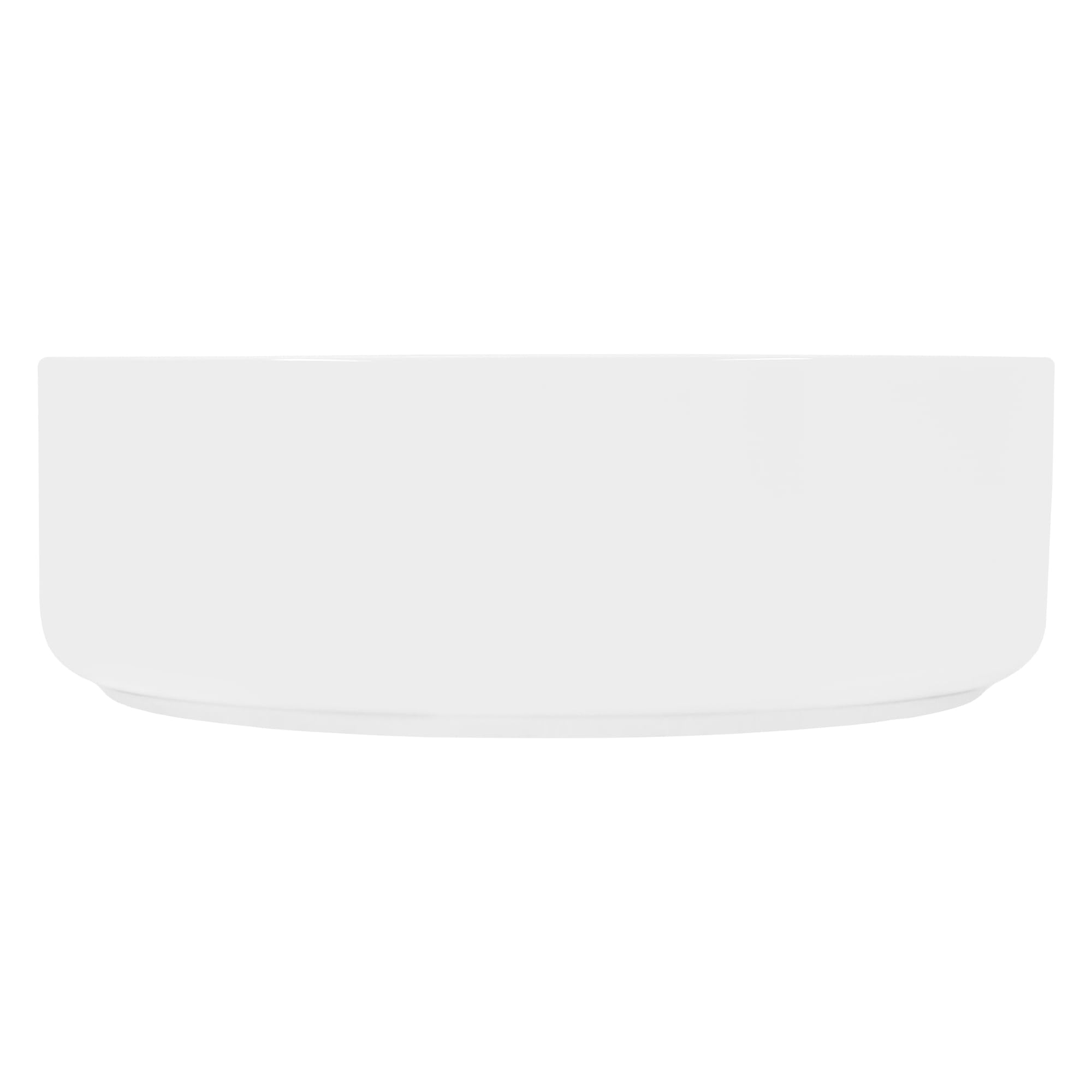 LuxeBath Lavabo de Baño Ø 355 x 120 mm Lavadero de Encimera Material Cerámico Blanco Redondo Fregadero de Aseo Cascada Estilo Moderno y Elegante Sanitario Sobremesa Lavamanos Sin Rebosadero