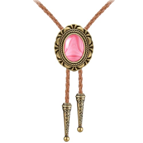 Image of GelConnie Native American Bolo Tie Rodeo Cowboy Leather Necktie Western Necklace Costume Accessories for Men,Women