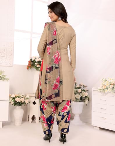 Image of Yashika Women's Printed Dress Material - Unstitched Crepe Fabric Kurti, Pants & Dupatta Set (AZ-YS-P4-ADMIRING PINK)