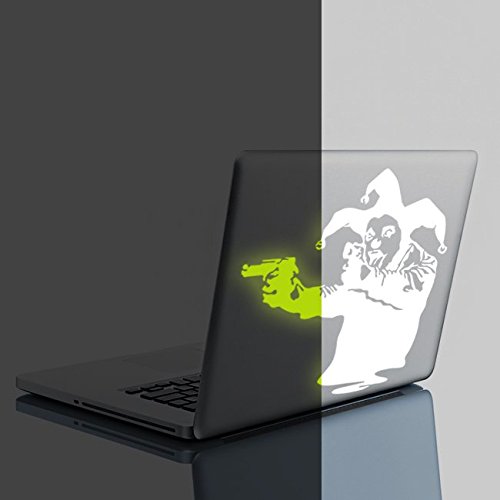 (11" X 12") Banksy Glowing Vinyl Wall Decal Joker Clown With Pistols/Glow In Dark Graffiti Jester Tong Sticker/Luminescent Mural #TOP2