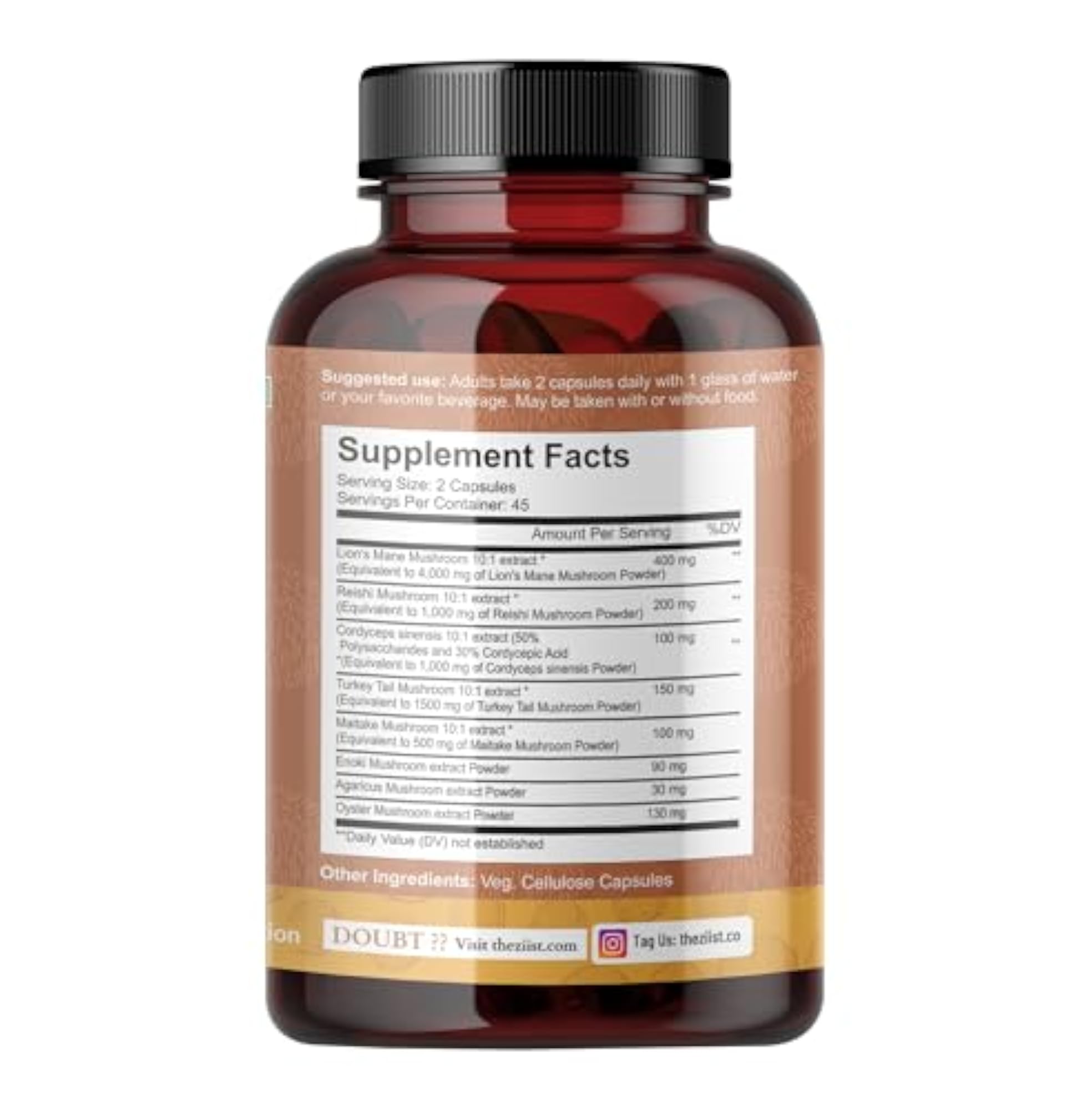 Lion's Mane Mushroom Dietary Supplement, 90 Capsules