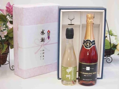 実りの秋の贈り物 感謝の贈り物ボックス 国産山梨県産スパークリングワインと国産ワインセット(塩尻コンコードスパークリングロゼワインやや甘口(長野県)720ml山梨県産葡萄100%甲州スパークリングワインやや辛口 375ml)