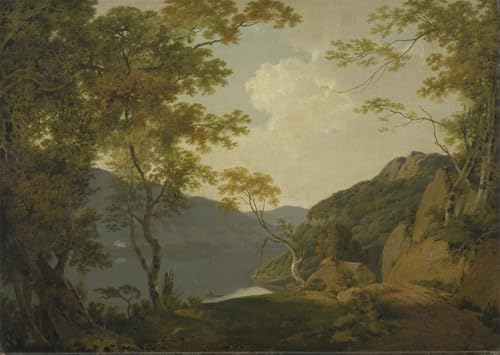 Impression d'art scène de lac Wright of Derby sur toile premium 60x90cm