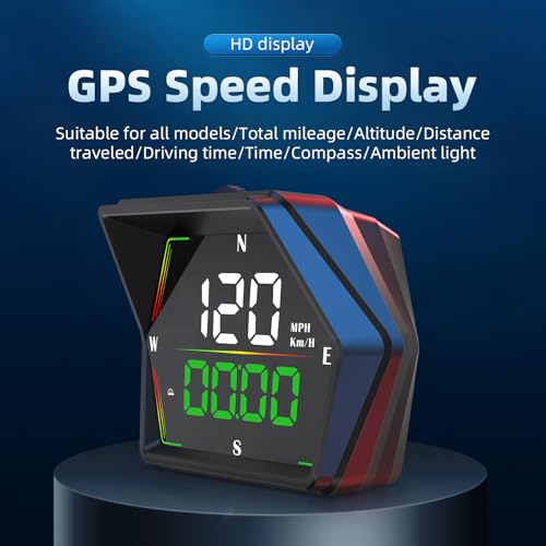 ARTILAURA Digital Speedometer Car HUD Head Up Display MPH KM/H, Overspeed Alarm, Compass, Altimeter and Fatigue Driving Reminder Automatic Photosensitive Plug-and-Play for All Vehicle