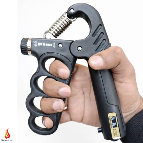 Image of 5KG To 100KG Weight Adjustable Hight Quality Hand Gripper for Men & Women |Hand Grip|Finger Exerciser|Power Gripper|Hand Exerciser Equipment|Hand Strengtheners with Counter 4 hole finger gripper (Black)