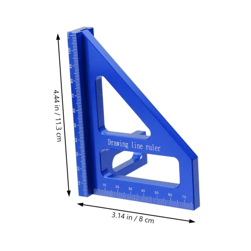 POPETPOP Multi-function 45° 90° Angle Measuring Tool and Triangle Ruler for Drawing Woodworking Measurement Blue - Image 3