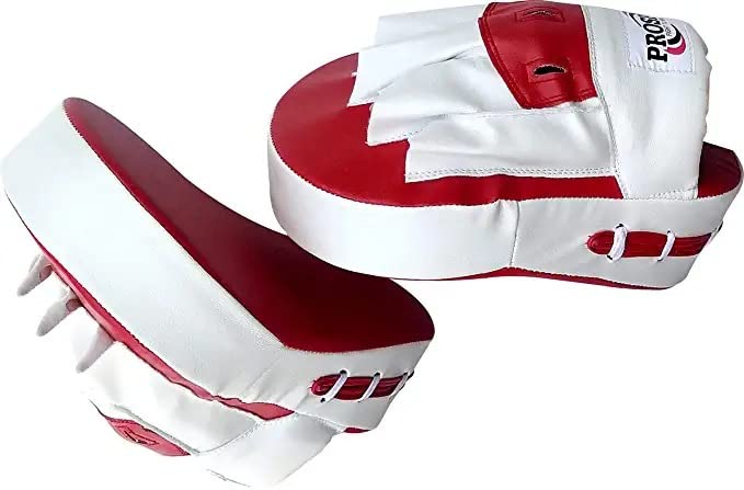 Image of Prospo Curved Focus Pads /Punching Mitts for Boxing /MMA /Muay Thai /Kickboxing /Karate /TAEKWANDO (Red-White)