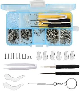 500 Pcs Eyeglass Sunglass Glasses Repair Tool Kit, Spectacle Repair Screwdriver Set - Mini Screwdriver, Screws Nuts, Silicone Nose Pads, Tweezer, Glasses Cloth Assortment Repair Tool Set