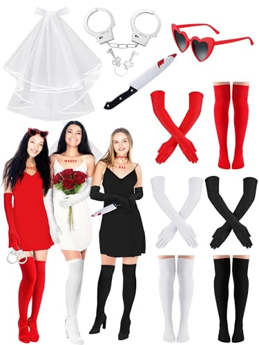 Skicuff 10 Pcs Halloween Marry Kill Costume Accessories for Adult Women Halloween Trio Costume...