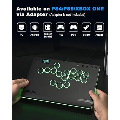 Haute42 Leverless Controller Arcade Stick: Aluminum Leverless Arcade Stick M Ultra GEN2 with Lock Button & RGB Lighting, Arcade Controller Street Fight for PC/PS3/PS4/Switch Game,Low-Profile Switch Arcade Stick Support Hot Swap & SOCD