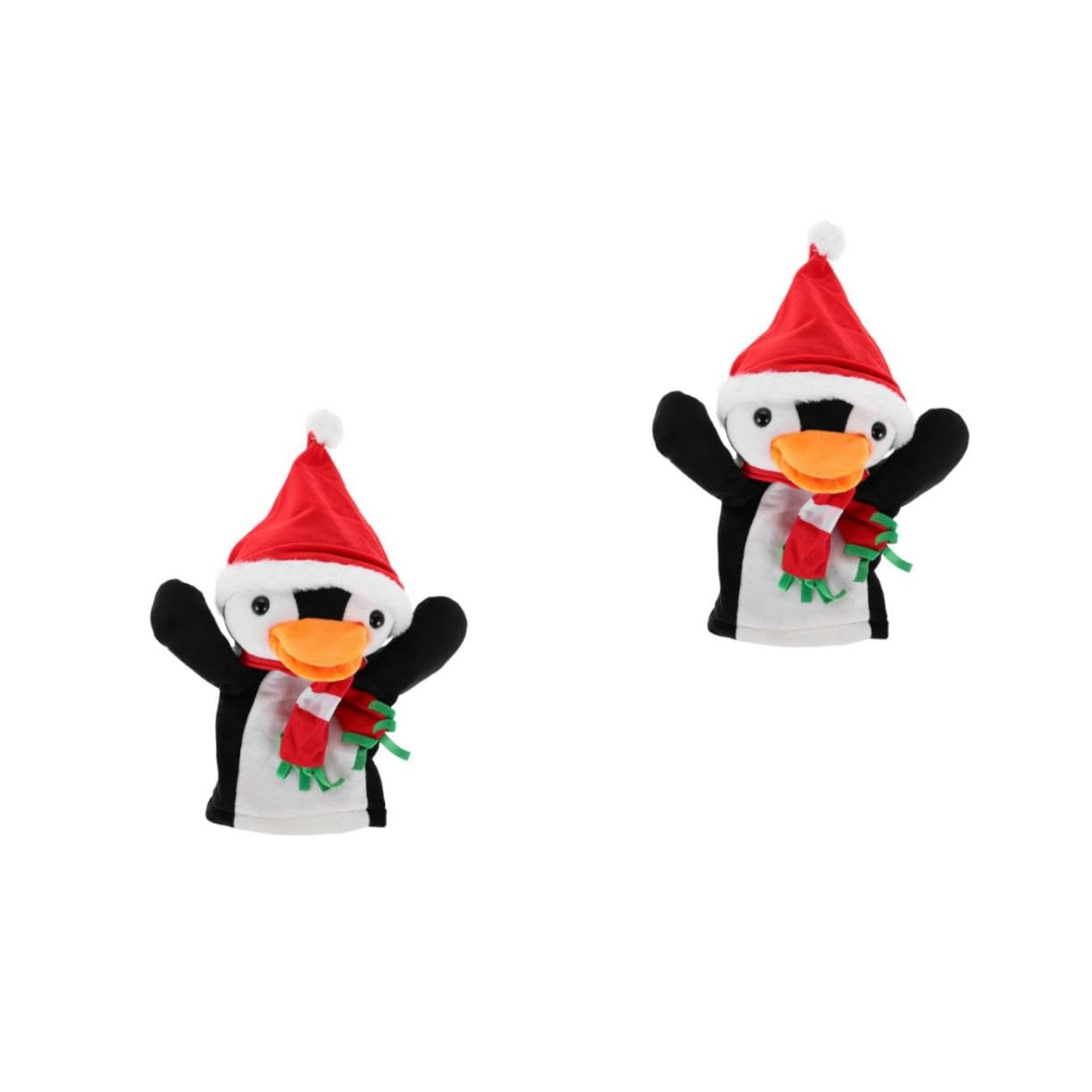 Beaupretty 2 Pièces Marionnette à Main Pingouin de Noël Peluche Douce Marionnettes Doigt Mignonnes pour Garçon Fille Jeu Interactif Parent-garçon Fille Décoration Festive Hivernale