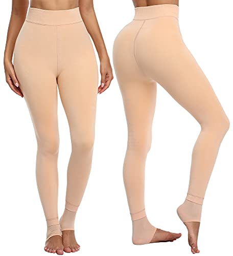 Image of CHRLEISURE Women's Fleece Lined Tights - Fake Sheer Warm Pantyhose Thick Winter Leggings