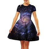 1. 【Atemberaubender Digitaldruck】: Dieses Damenkleid Verfügt Über Einen Atemberaubenden Sternenhimmel-Digitaldruck, Der Einen Auffälligen Einzigartigen Schafft, Perfekt Für Modebewusste Damen.