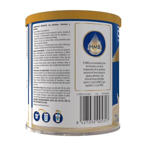 Ensure Nutrivigor - Complemento Alimenticio para Adultos, con HMB, Proteínas, Vitaminas y Minerales, como el Calcio- Sabor Vainilla- 400 g - imagen 3