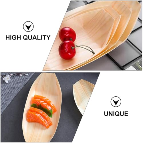 Platos desechables de madera para sushi 50 pcs miniatura 3