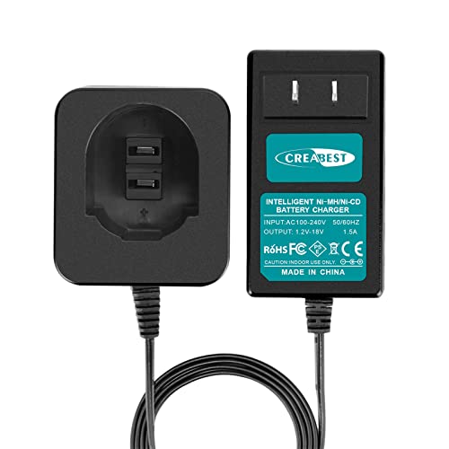 Creabest New 7.2V-18v 1.5A Battery Charger Compatible with Black and Decker PS120 PS130 DW9071 DW9072 PS140 Ni-MH/Ni-Cd Pod Style Batteries