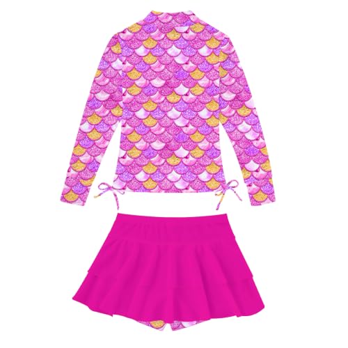 Image of Vogseek 3-12T Girls Swimsuit Long Sleeve Rashguard Bathing Suits Swim Set
