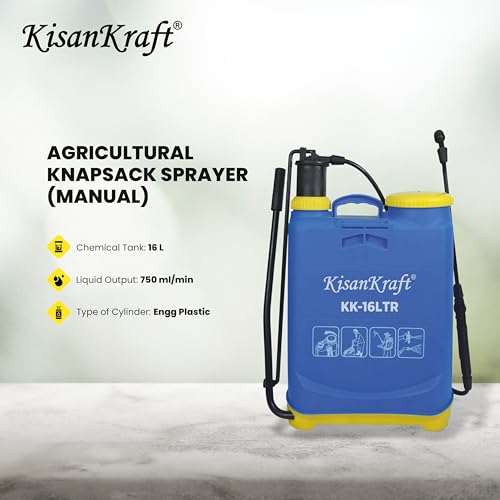 Image of KisanKraft KK-16LTR Manual Knapsack Sprayer Features a 16L Tank, 750ml /min Output | Ideal for Agricultural Spraying | Easy to Use and Maintain | Perfect for Pesticides, Fertilizers, and Herbicides