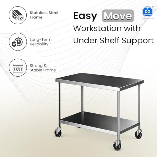 Image of Stainless Steel (SS Table, 32 x 23 x 31.5 (1 Under Shelf + Wheels))