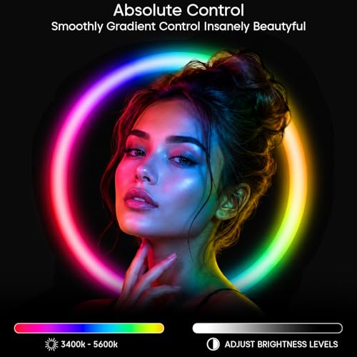 Image of Sounce 14 Inch RGB LED Ring Light with 7 Feet Tripod Stand & Hot Shoe Adapter | Dual Temperature & Dimmable Brightness | Compatible with Smartphones & Camera | for Photo Shoot, Video & Vlogging