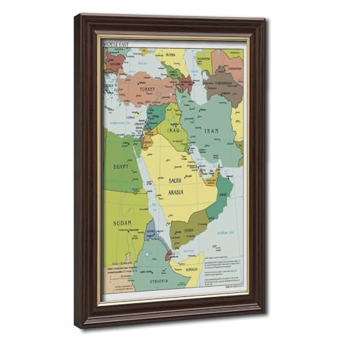 Carte du Moyen-Orient Irak Iran Israël toile tendue grand format 40x61 cm