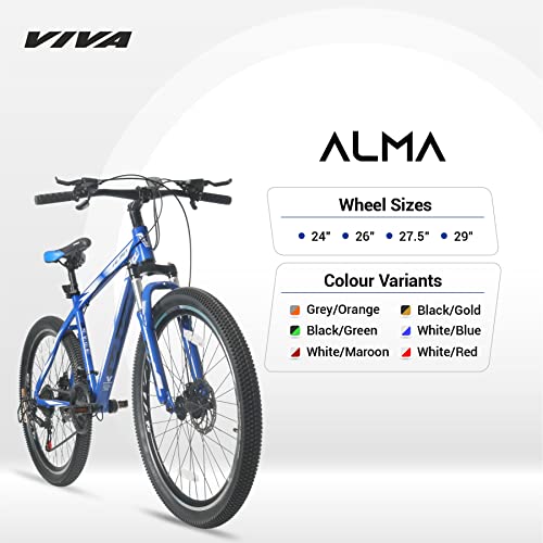 Image of Viva ALMA 27.5T Multispeed Alloy 21-Speed MTB Mountain Cycle for Adults with Shimano Gear & Dual Disc Brakes (Blue)