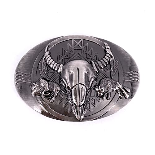 LAXPICOL Western Cowboy Longhorn Bull Rodeo Belt Buckle For Men Large Buckle