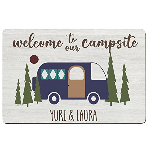 Personalized Happy Campers Rv Doormat - Custom Family Name Camping Door Mat Accessories For Inside Outside Campsite Decorations Travel Trailers Funny Gift Welcome Motorhome Rugs Decor, X-Large #TOP4