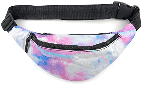 Bauchtasche mit 2 Außenfächern und mit Reißverschluss verschließbarem Innenfach in verschiedenen Designs Gürteltasche Hüftgurt Hüftbeutel Hip Bum Bag Running Blue Universe Cover