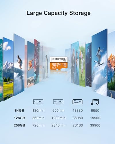 KOOTION 128GB Micro SD Card 3 Pack, UHS-I MicroSDXC Card for 4K Video Recording, U3, A1, V30, C10 TF Flash Memory Card with Adapter