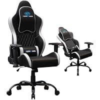 CharmWaveS Ergonomic PU Leather High Back Gamer Chair with Adjustable Armrests (Black)