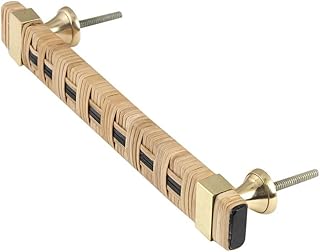 Indian Shelf 4 Piece Handmade Multicolor Wood and Metal Natural Rattan Kitchen Cabinets Handles Modern