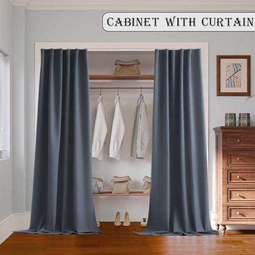 Image of Room Divider Curtain Track, 95% Blackout Heavy Triple-Weave Polyester Ceiling Curtains Noise Reduction Privacy Curtain Track System Kits, 8.3 ft Wide x 9 ft Tall, Dark Grey, 1 Panel